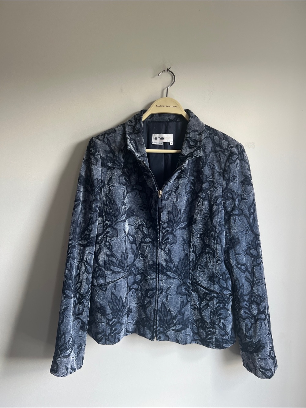 Vintage 90s Navy Floral Tapestry Zip Jacket Medium / Large US 8-10